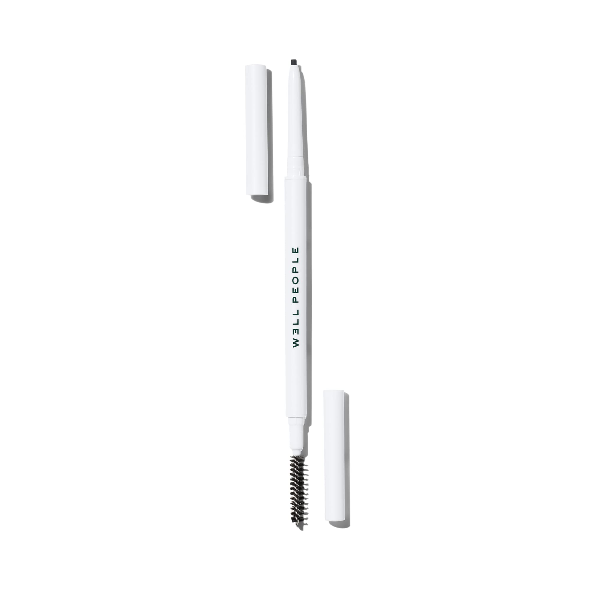 Well People front view of pencil showing dual-ended design and clean packaging benefit: easy storage