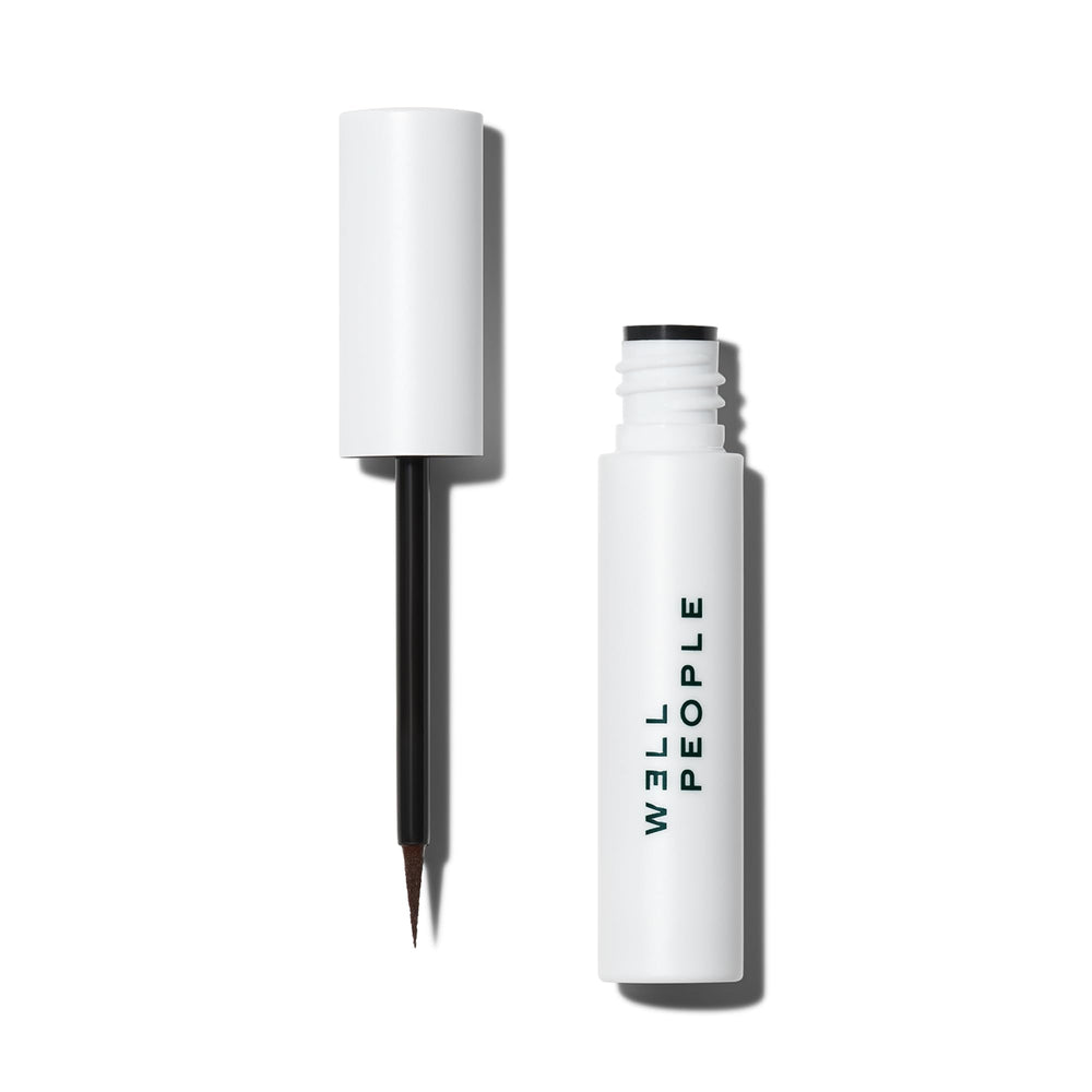 Well People eyeliner bottle front showing brown shade and sleek design for precise lines