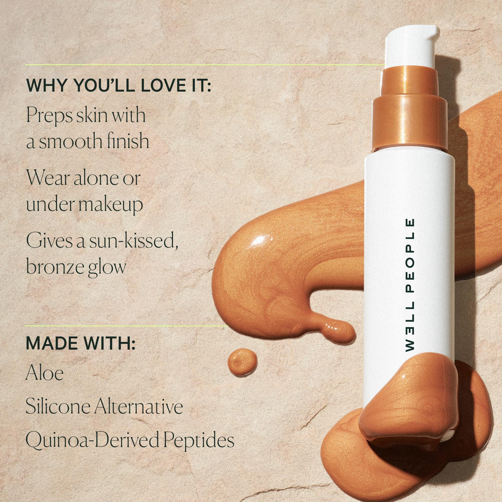 Well People serum texture close-up revealing lightweight, dewy finish