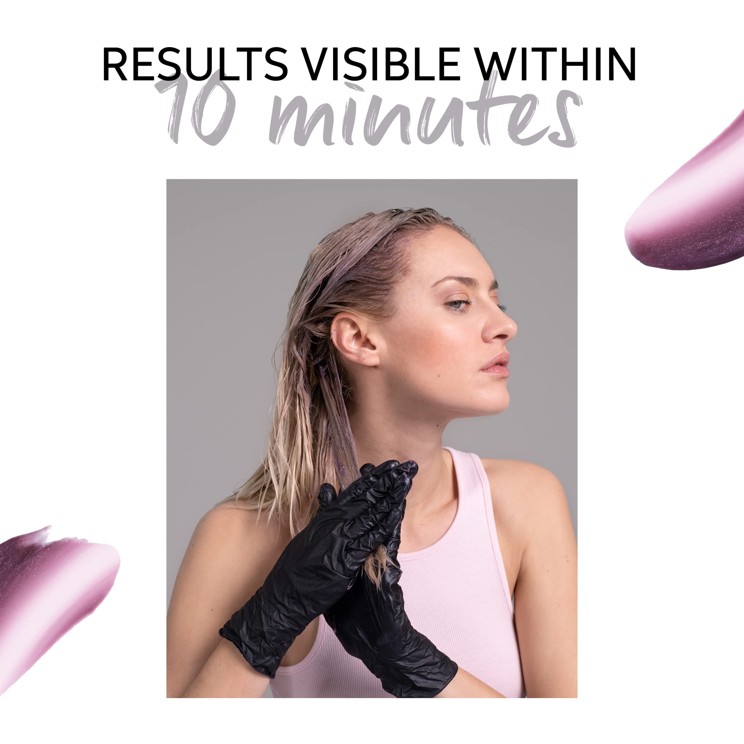 Wella Professionals before and after on blonde hair showing enhanced Lilac Frost sheen