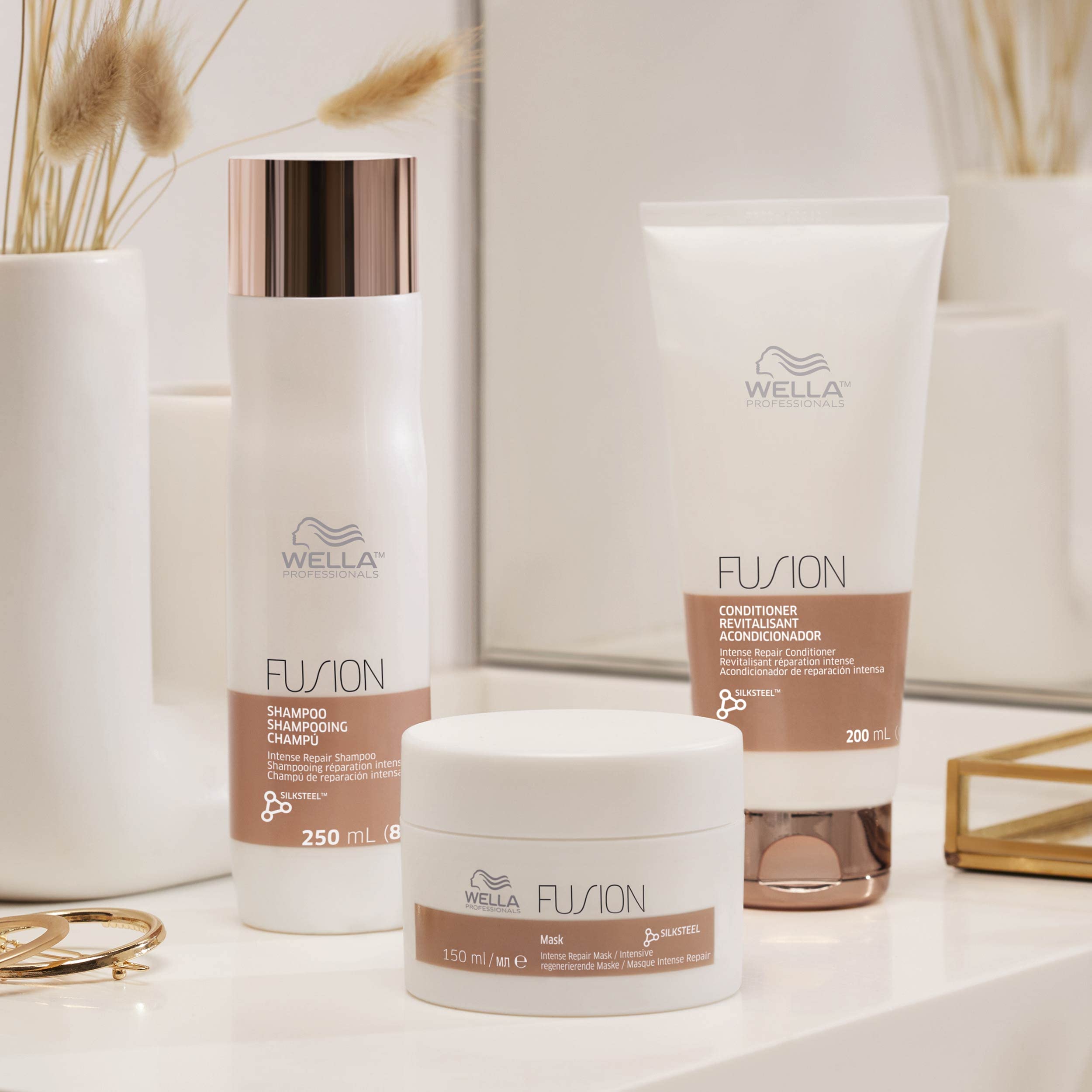 Wella Professionals ingredient display highlighting silk amino acids benefit