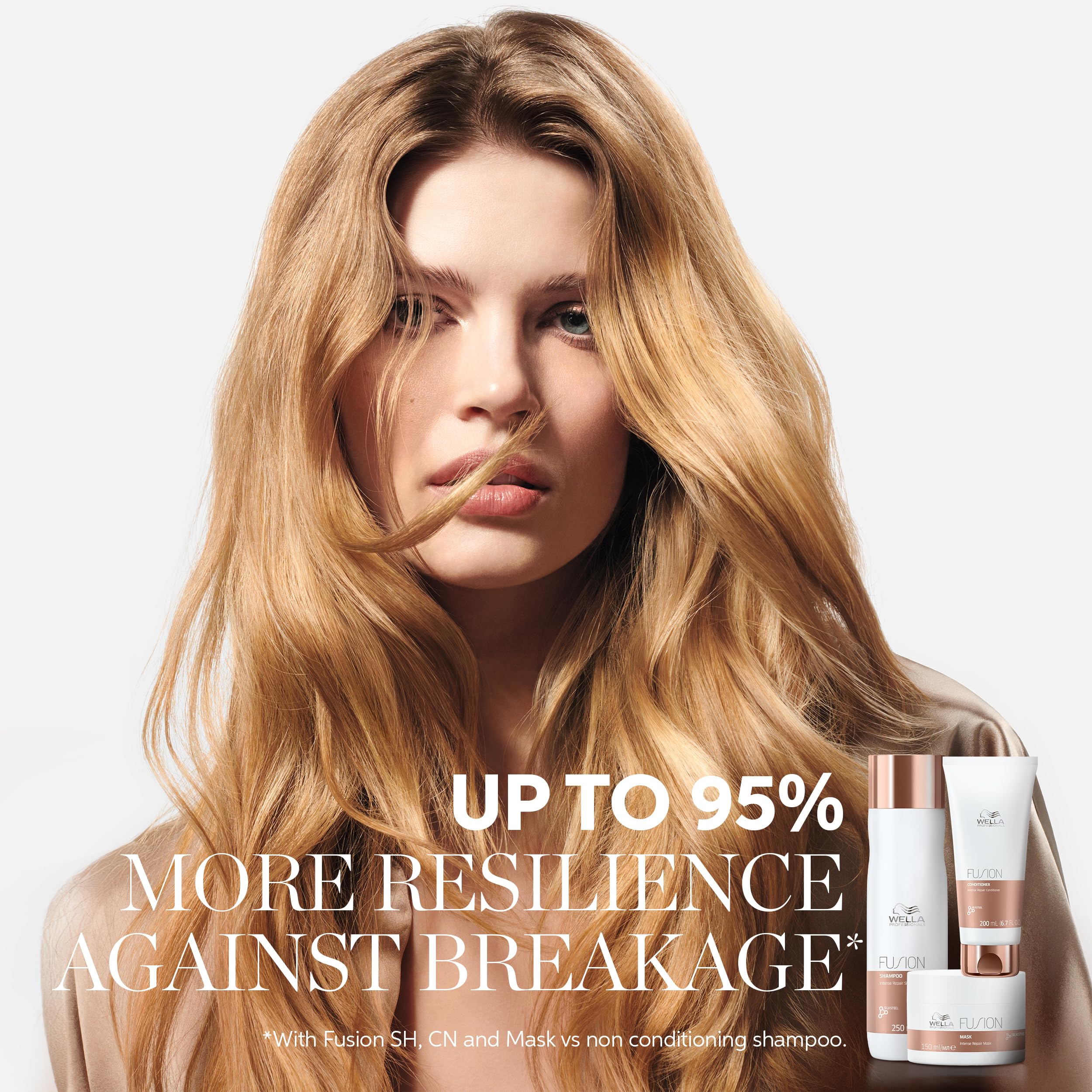 Wella Professionals applying mask to damp hair for smoother strands benefit