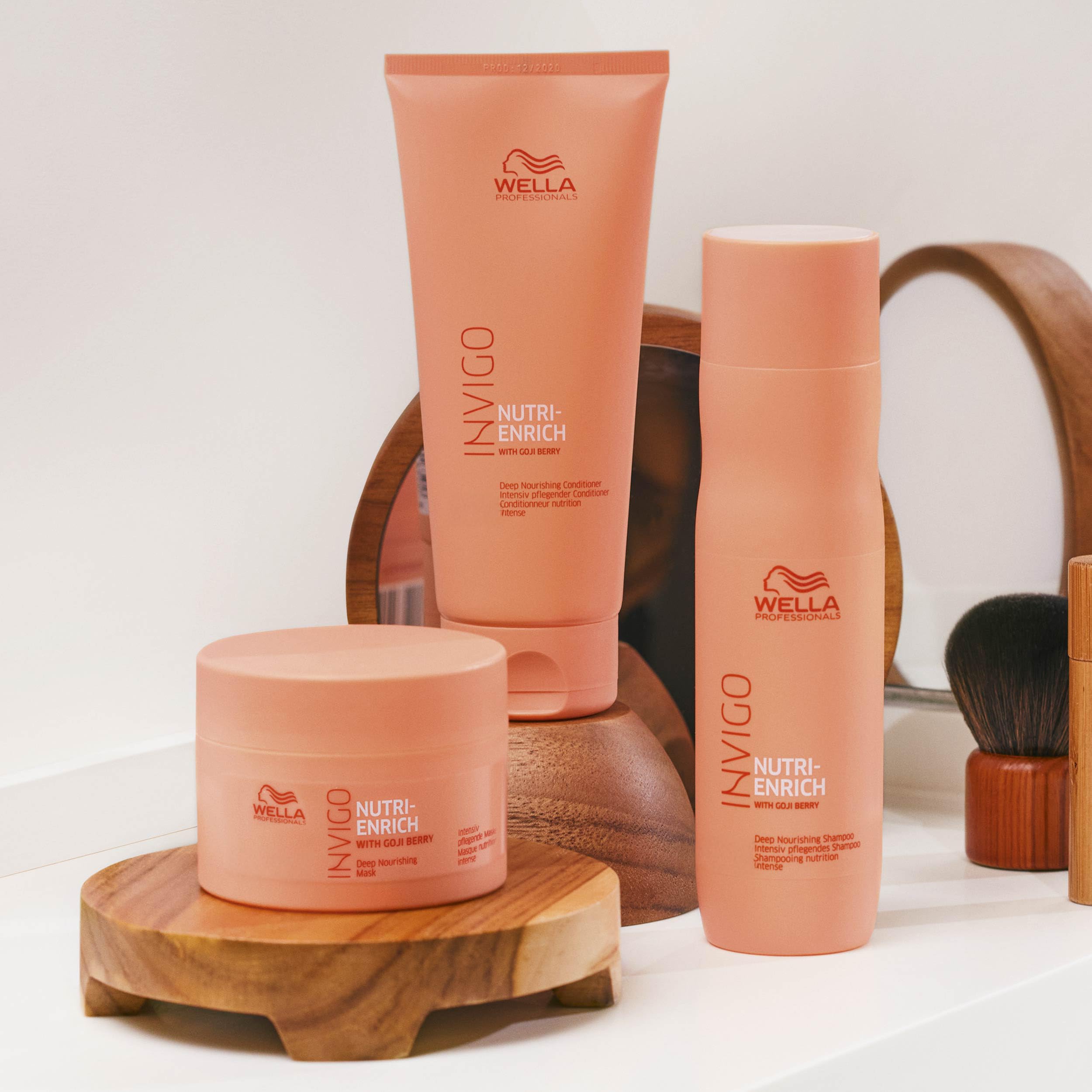 Wella Professionals tub next to shampoo showing product range compatibility