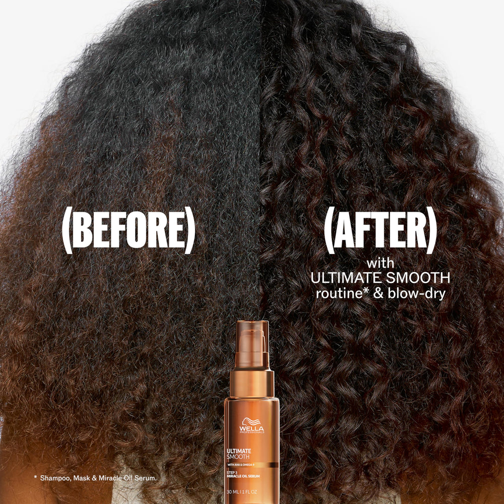 Wella Professionals applying serum to mid-lengths and ends for detangling benefit