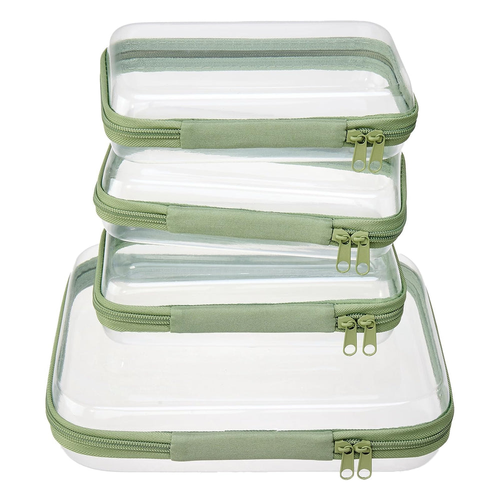 WELPIRT front view of clear zipper pouches showing organized visibility and protection