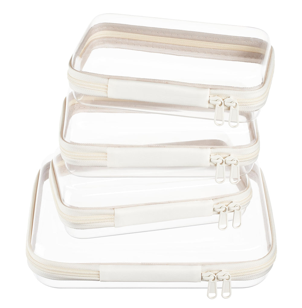 WELPIRT front view of medium and small clear pouches showing organized benefits