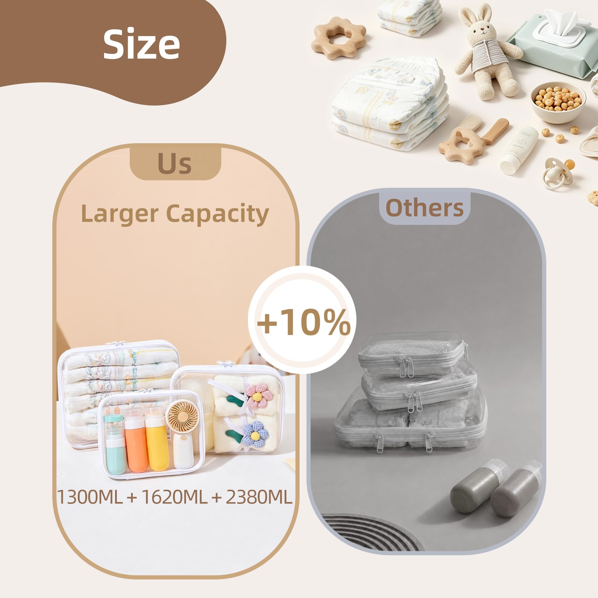 WELPIRT large pouch with bottles and spare clothes showcasing generous capacity
