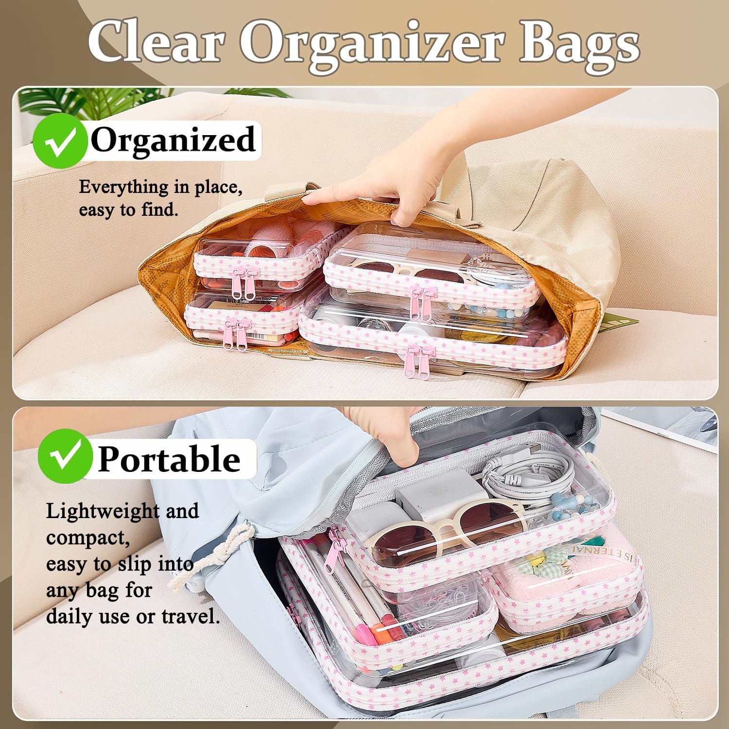 WELPIRT stacked cases inside suitcase showing compact travel organization benefit