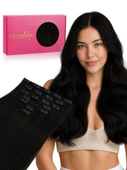 wennalife front packaging showing jet black extensions and weight details for confident purchase