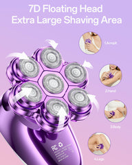 WEQOEE 7D floating head closeup demonstrating smooth curve-following shave