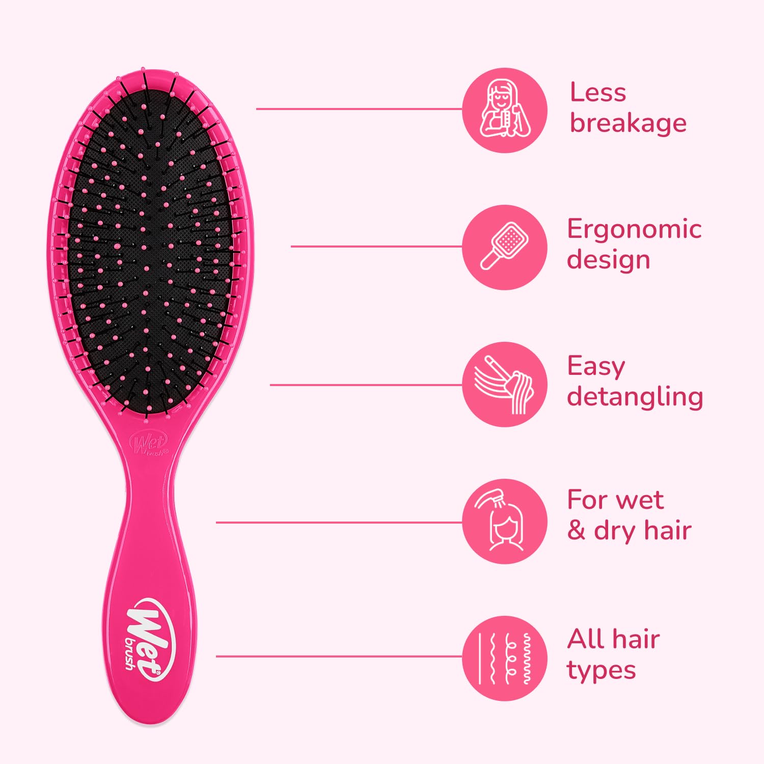 Wet Brush pictured in hand to show grip and lightweight handling advantage