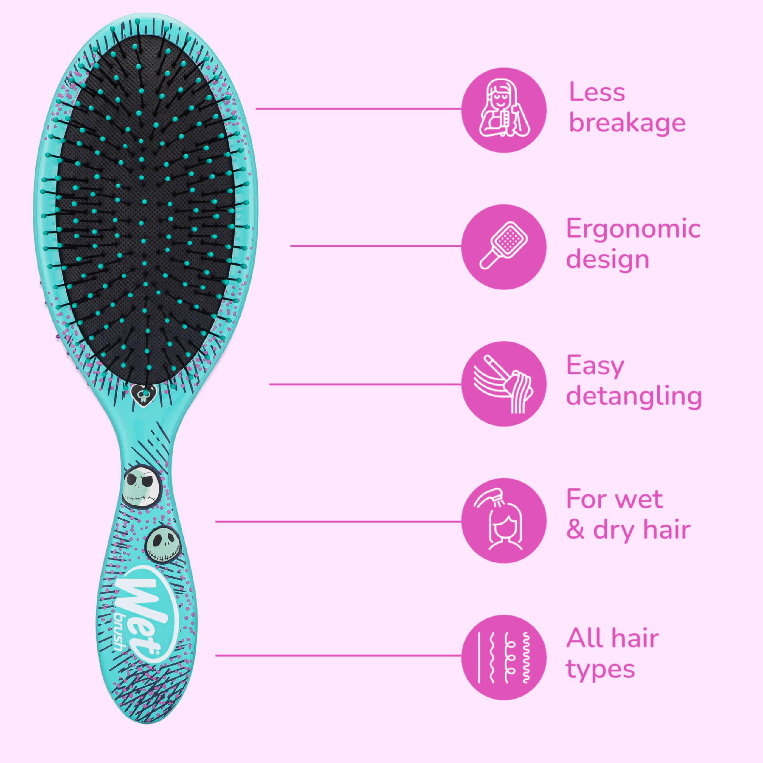 Wet Brush brush detangling wet hair in bathroom for safer post-shower use