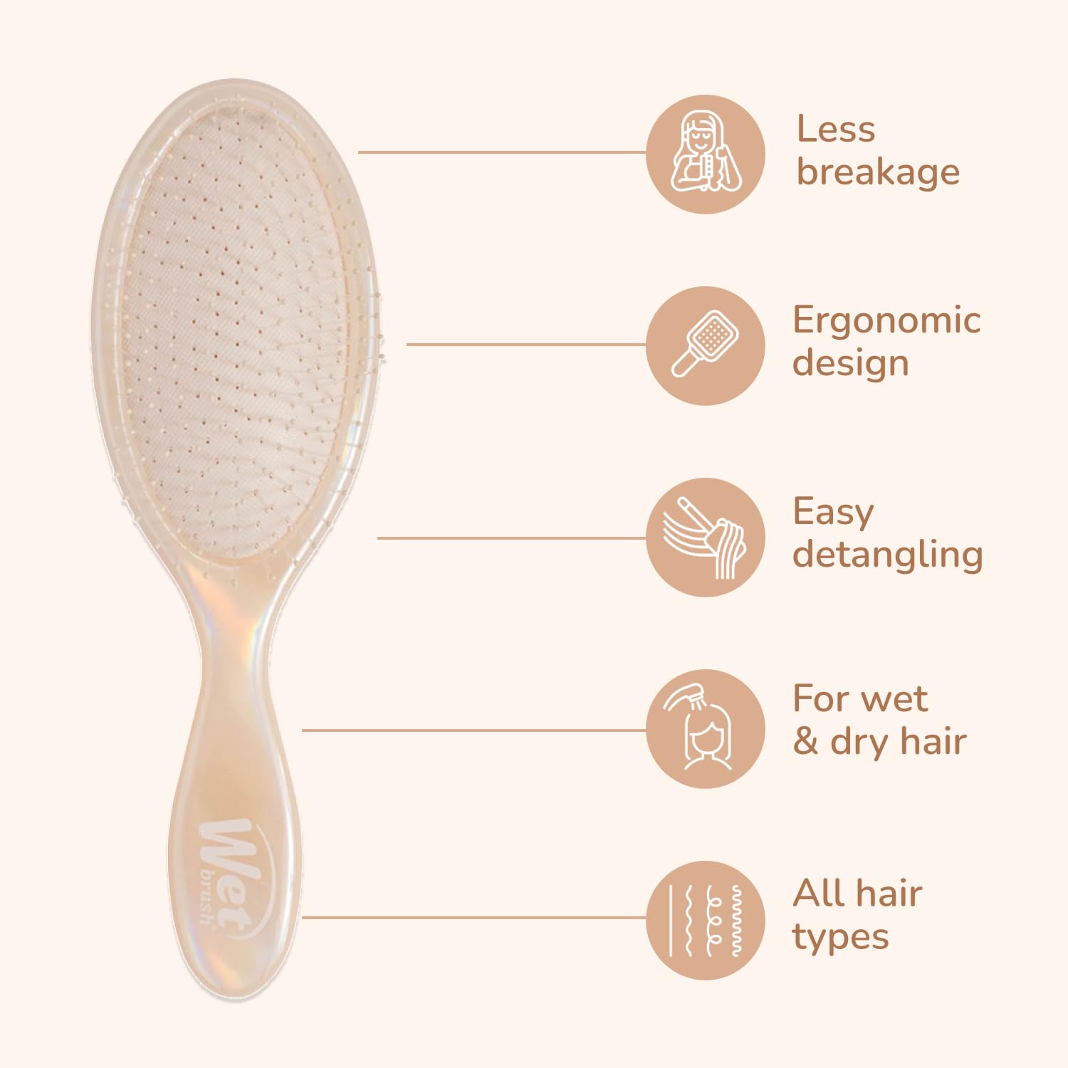 Wet Brush detangling wet hair smoothly on damp long strands