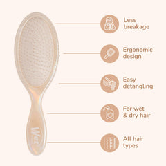 Wet Brush detangling wet hair smoothly on damp long strands