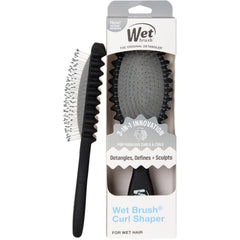 Wet Brush front view showing curl shaper and easy grip for travel