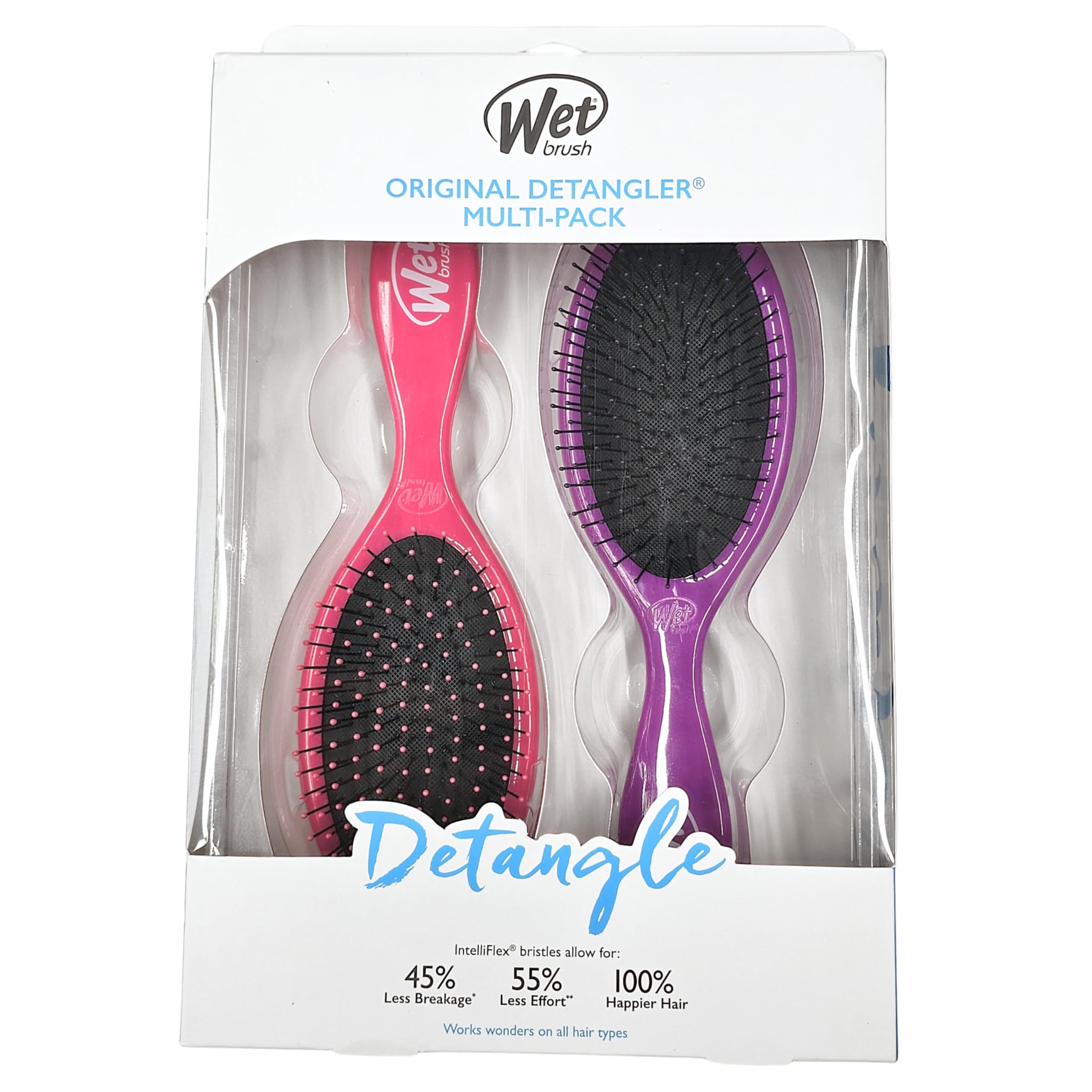 Wet Brush smoothing dry hair demonstrating frizz-control and styling aid