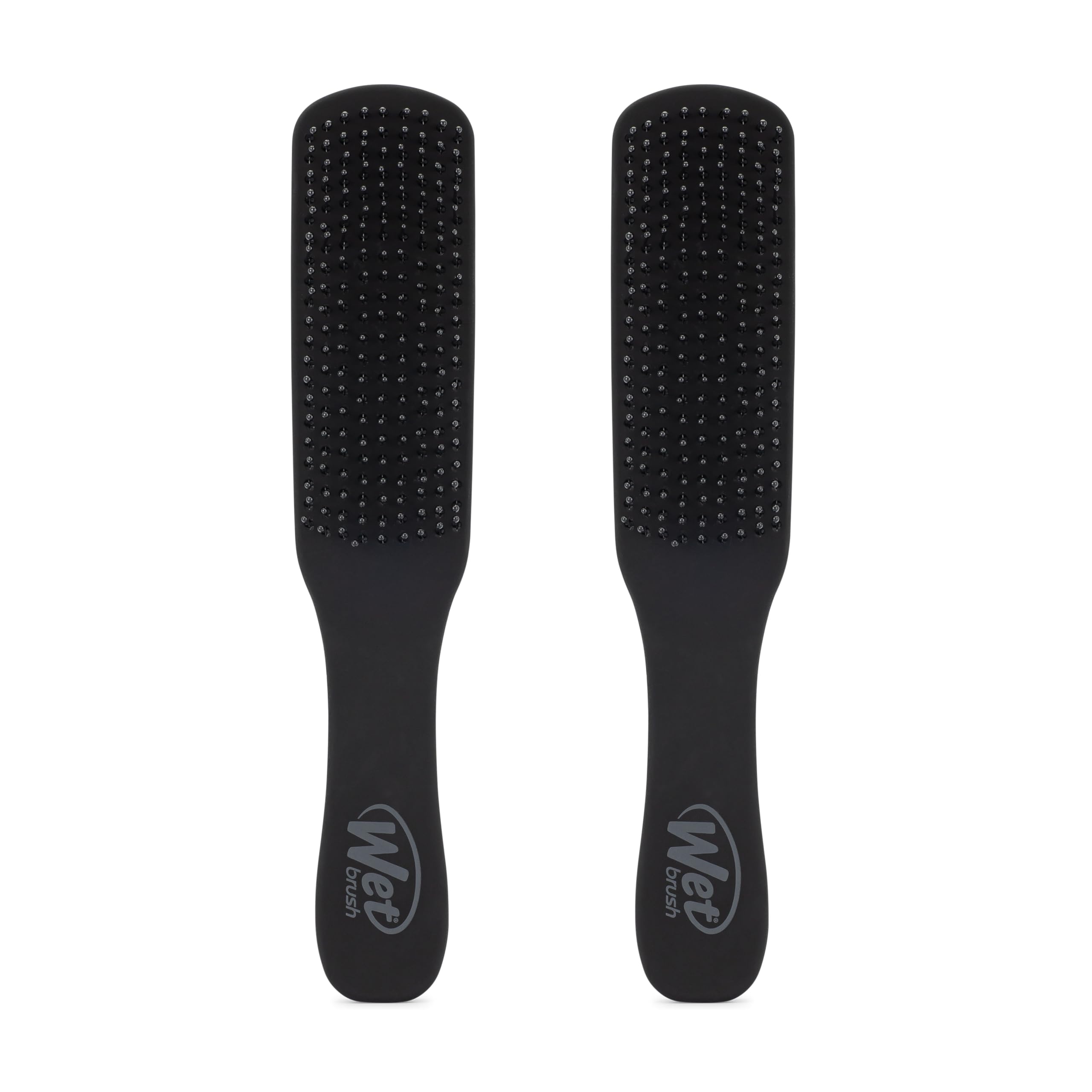Wet Brush front view showing black detangler brush, gentle pain-free grooming