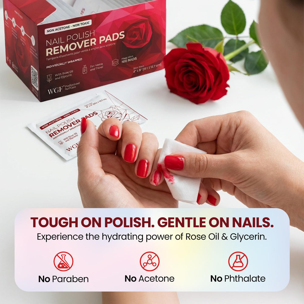 WGF PROFESSIONAL NAIL CARE pad beside a hand for scale to show XL coverage