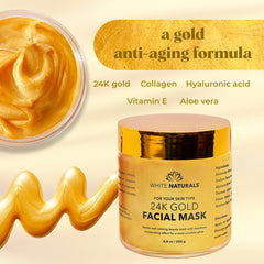 White Naturals texture close-up showing creamy gold mask for smooth skin