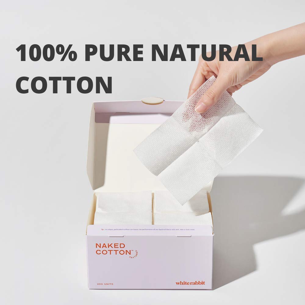 White Rabbit label close-up showing 100% pure unbleached cotton