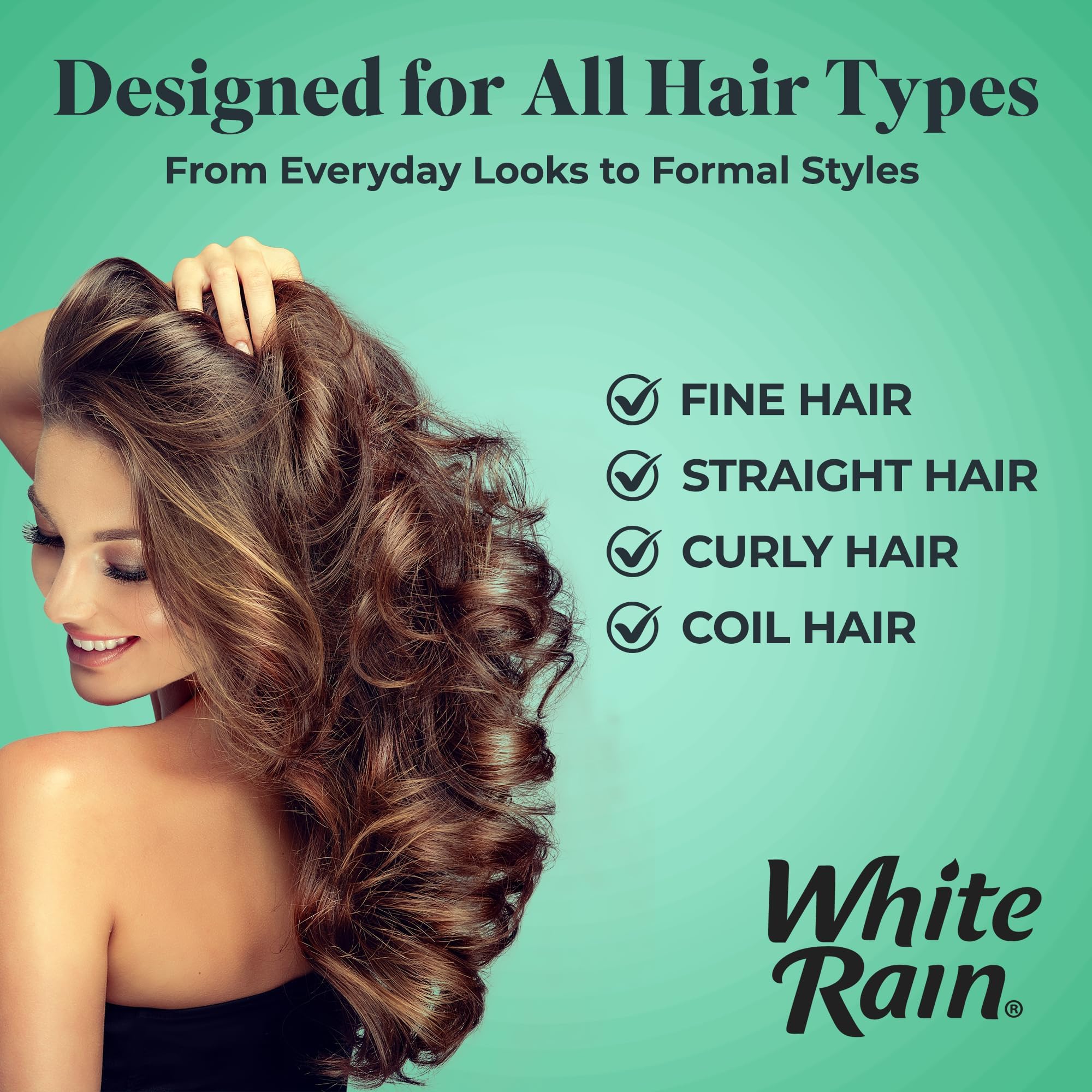 White Rain label closeup highlighting botanical extracts and fragrance-free benefit