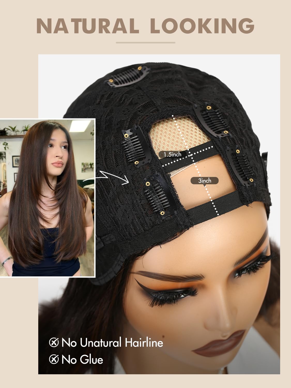 WIGNEE styled updo of half wig showing versatility for ponytails and buns