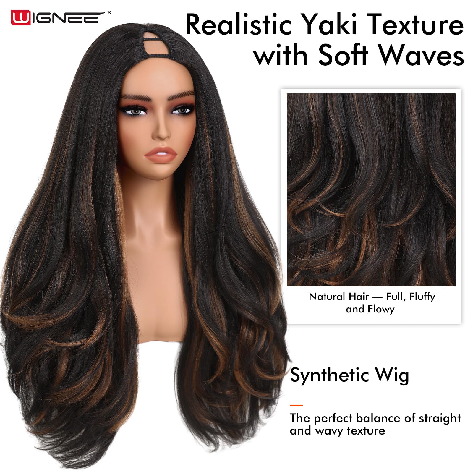WIGNEE close V-part opening highlighting natural hairline blend