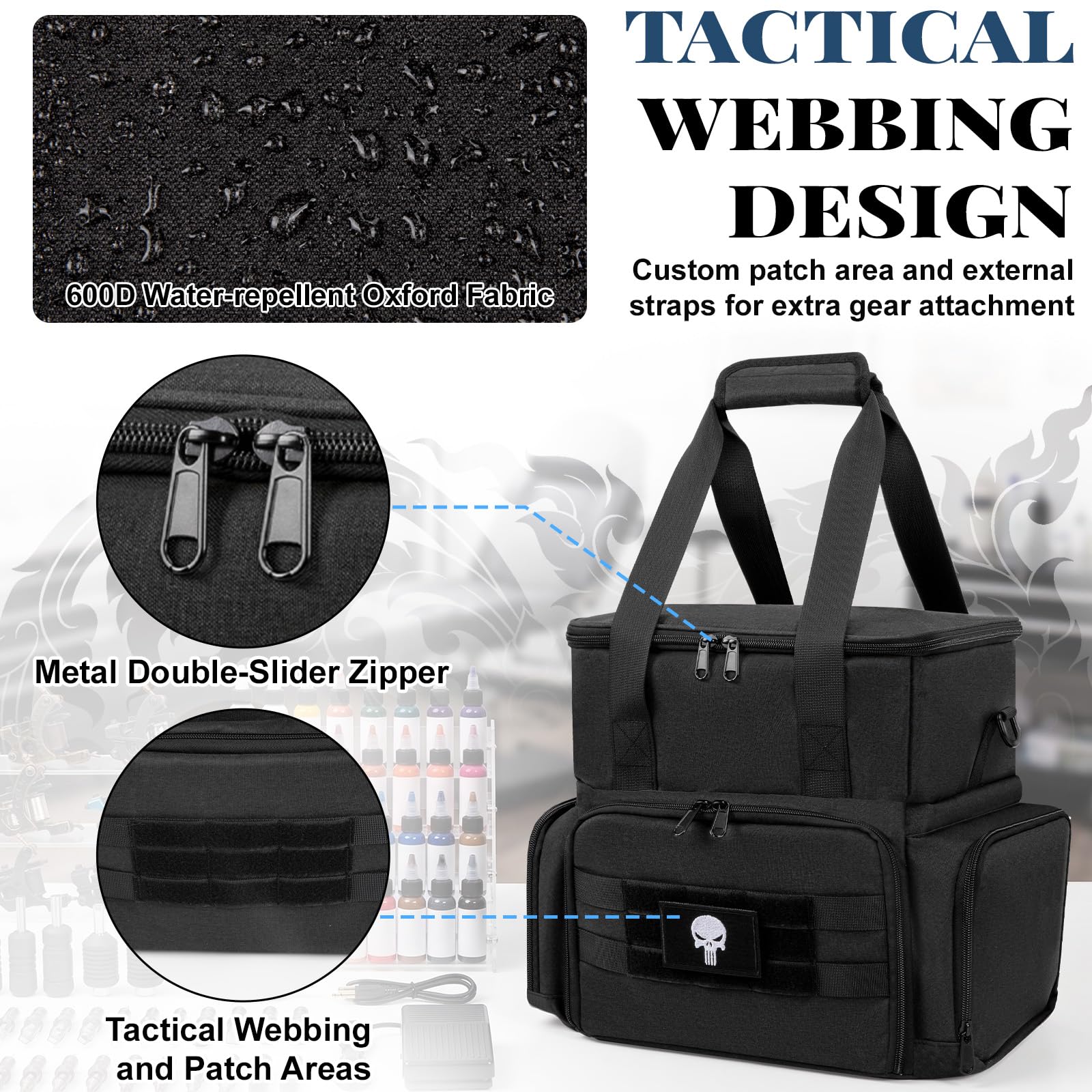 Wigojoy MOLLE webbing and hook-and-loop patch area for added attachments