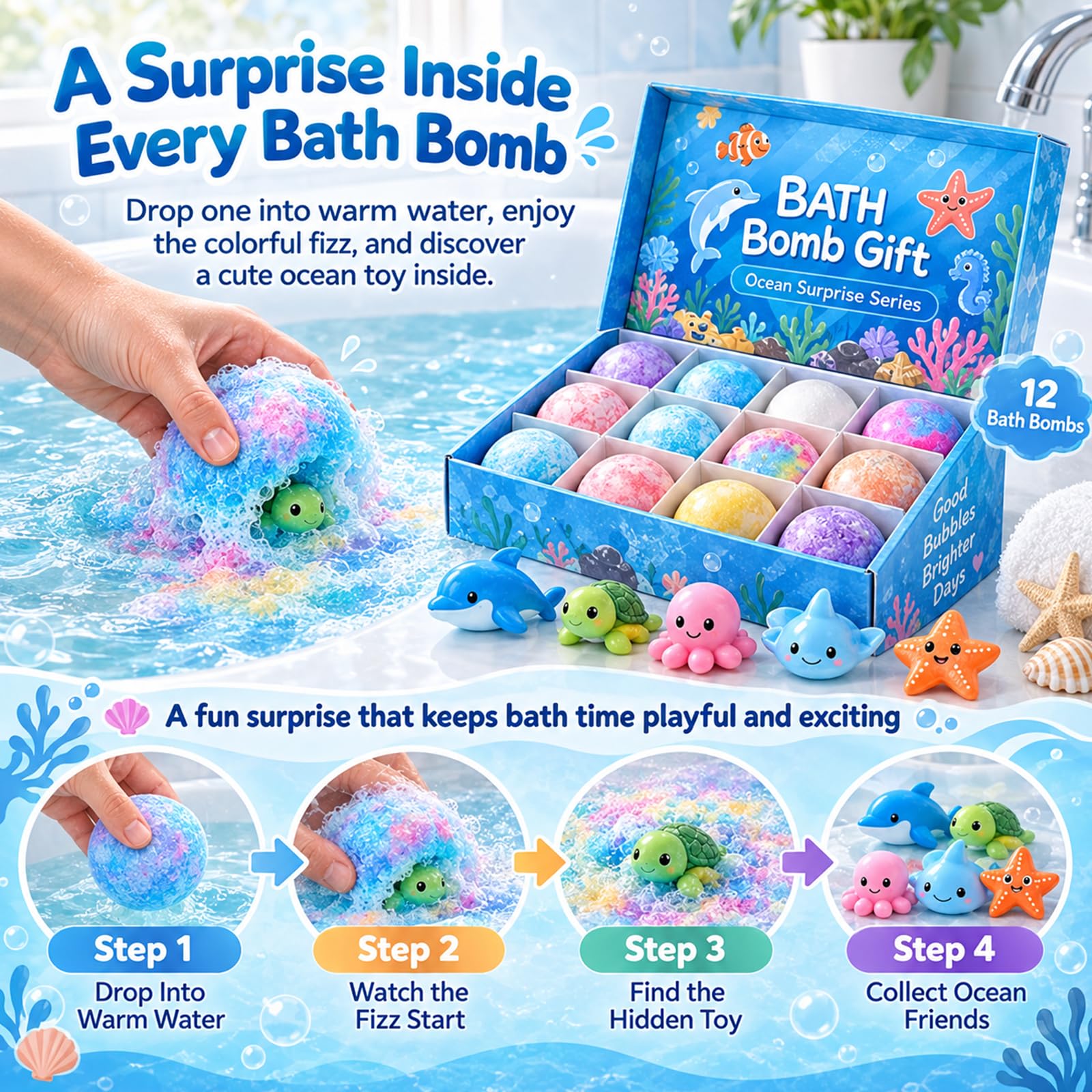 wiilioe bath bomb in hand to show size and portioning convenience benefit