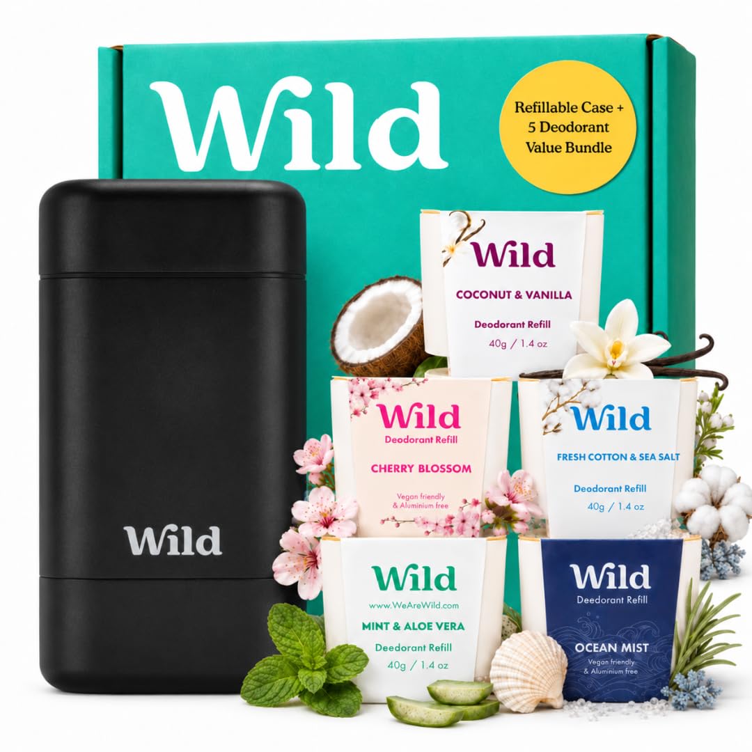 Wild black refillable case front view showing sleek design and durability benefit