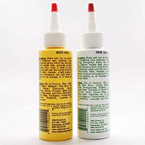 Wild Growth green bottle label close-up highlighting deep softness and heat protection