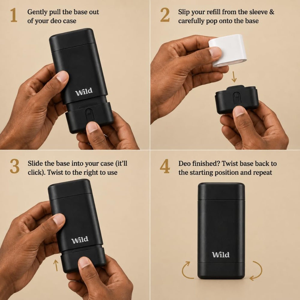 Wild refill installation sequence demonstrating quick swap and low-waste benefit