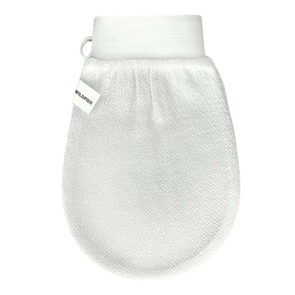 Wildpier glove front view showing shape and eco design for effective exfoliation