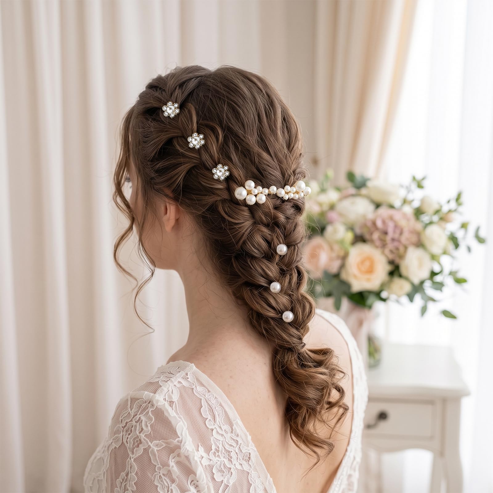 WILLBOND floral hair comb secured in an elegant updo for stability and style
