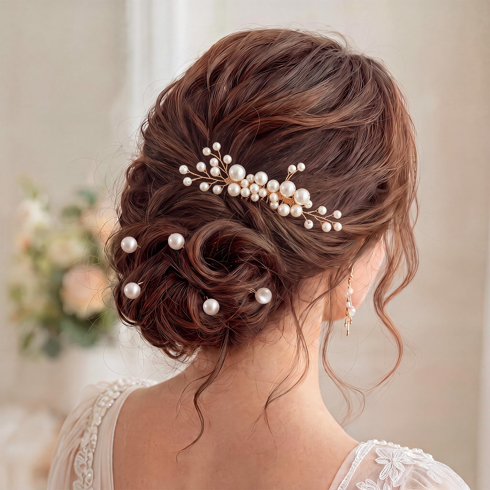 WILLBOND hair pins scattered through wavy hair adding sparkle and hold