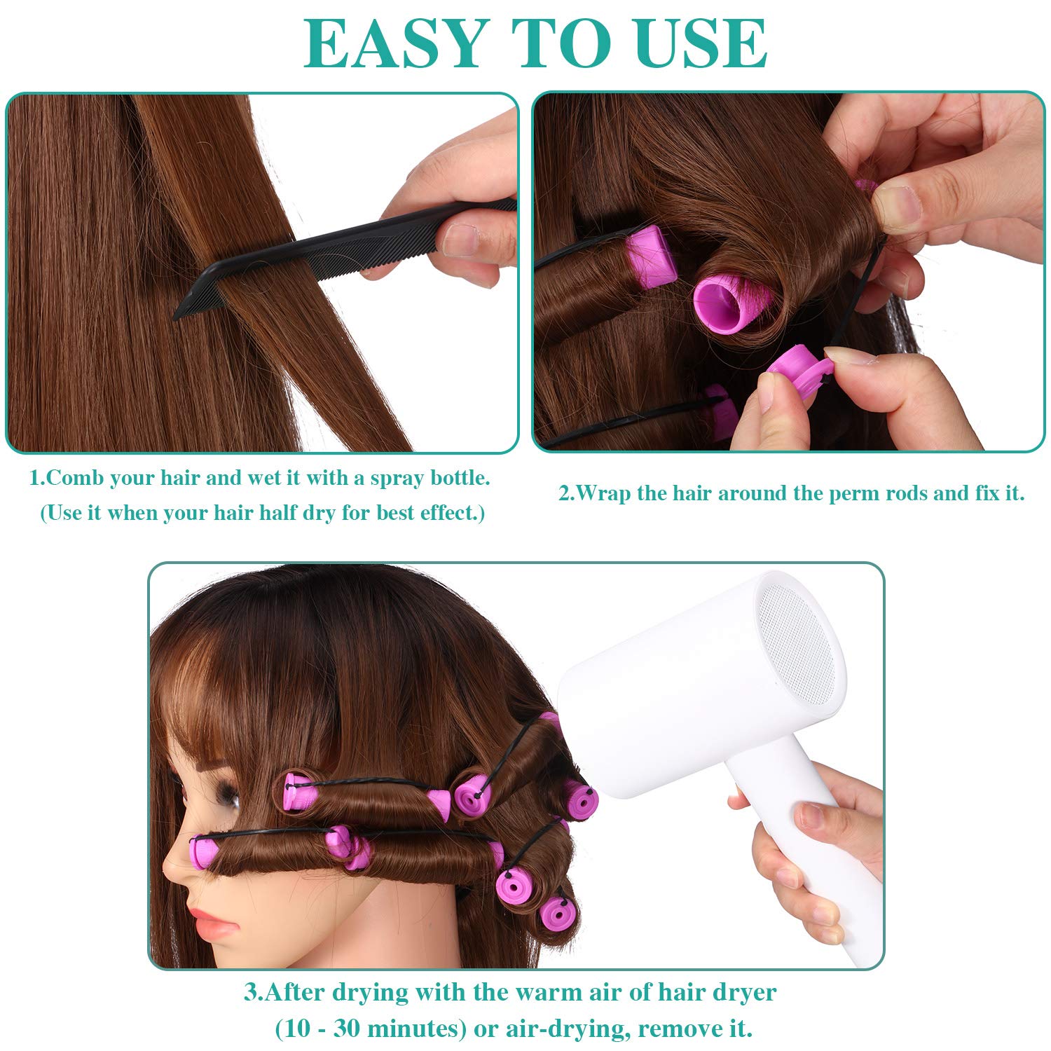 WILLBOND rods wrapped in hair illustrating easy styling and curl definition