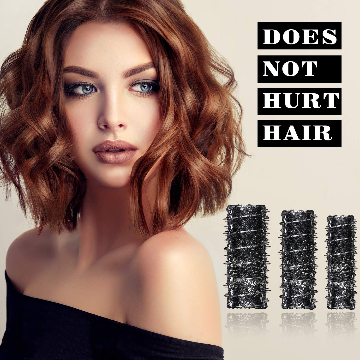 WILLBOND rollers wrapped in hair on model demonstrating heatless curl result