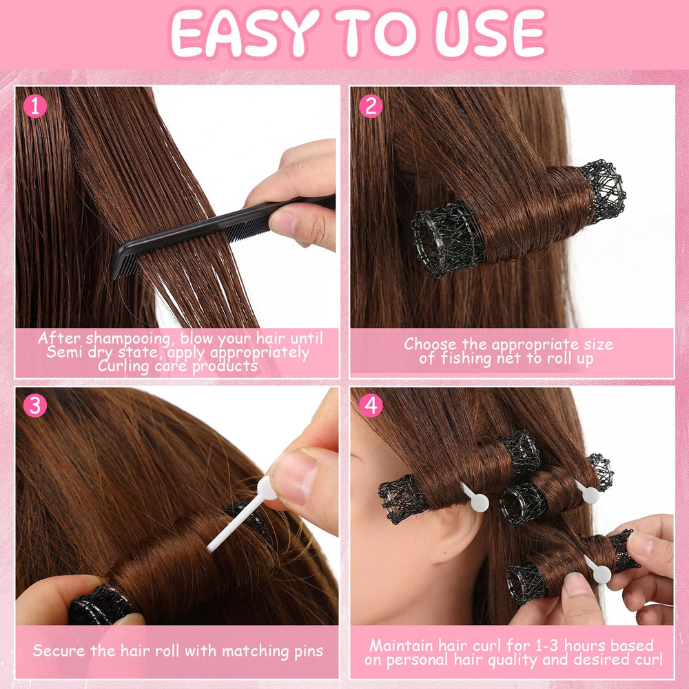 WILLBOND rollers on towel-damp hair demonstrating heat-free curling
