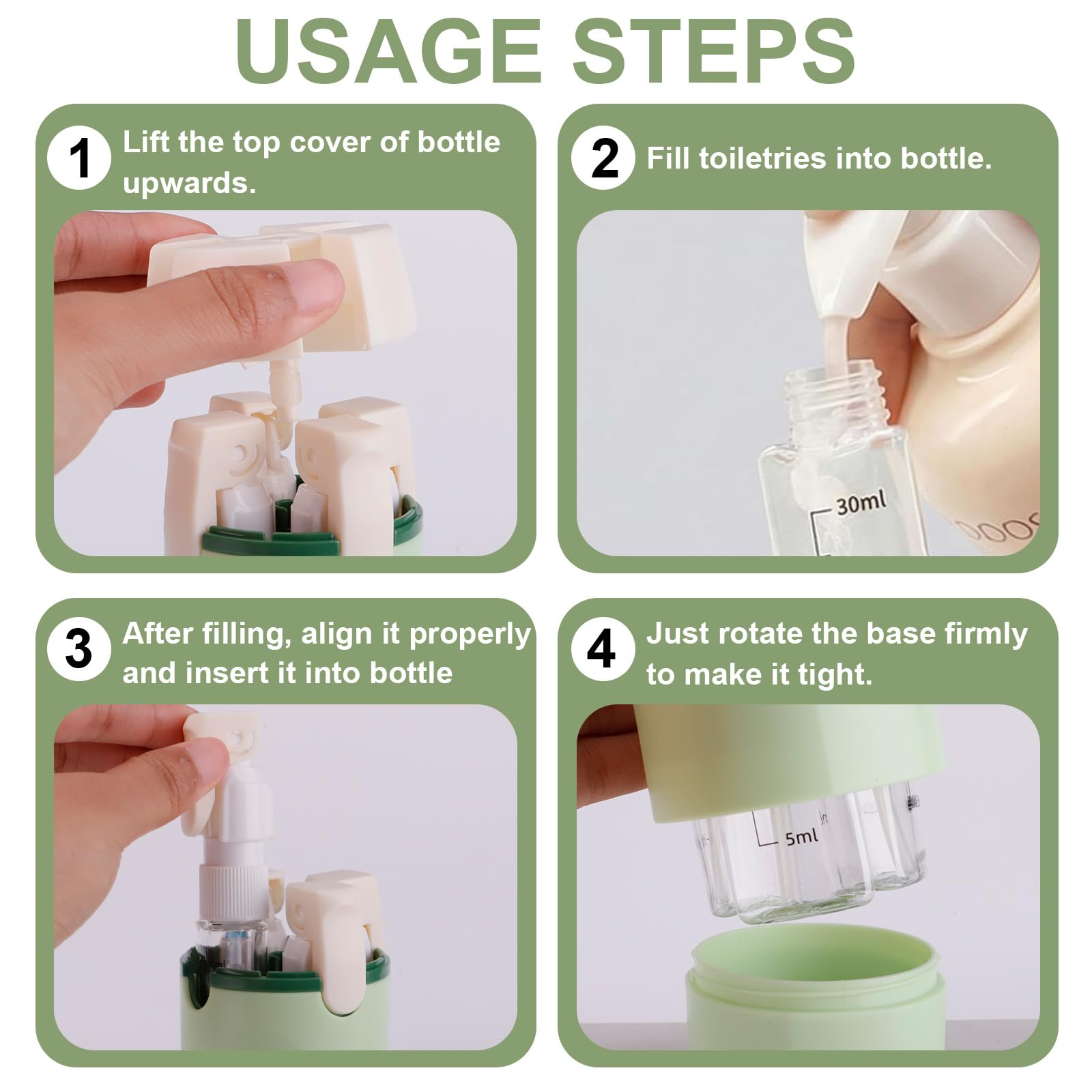 Winb bottle in hand showing 30ml scale for carry-on compliance