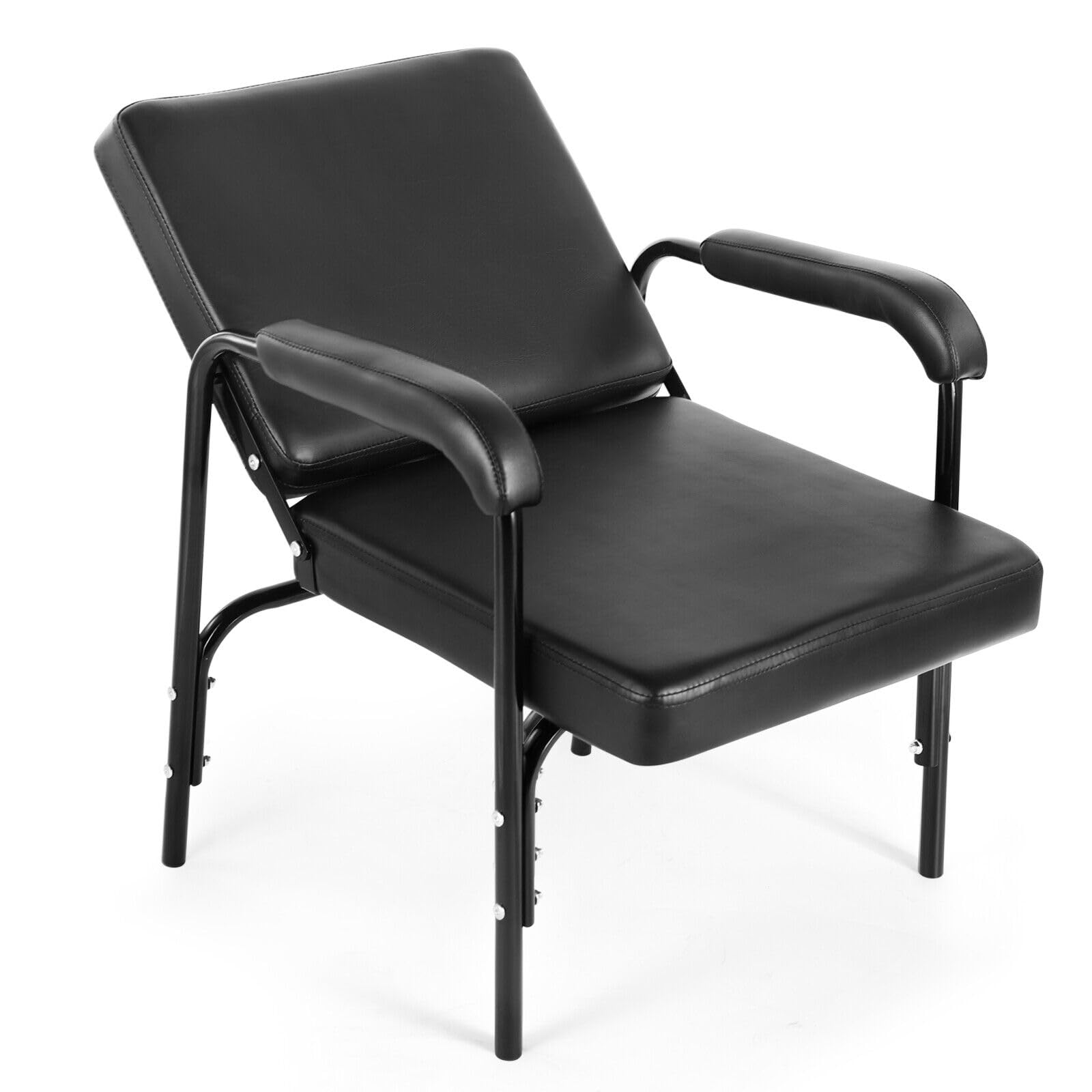 WINEDYOUNG front view black shampoo chair showing professional design and comfort