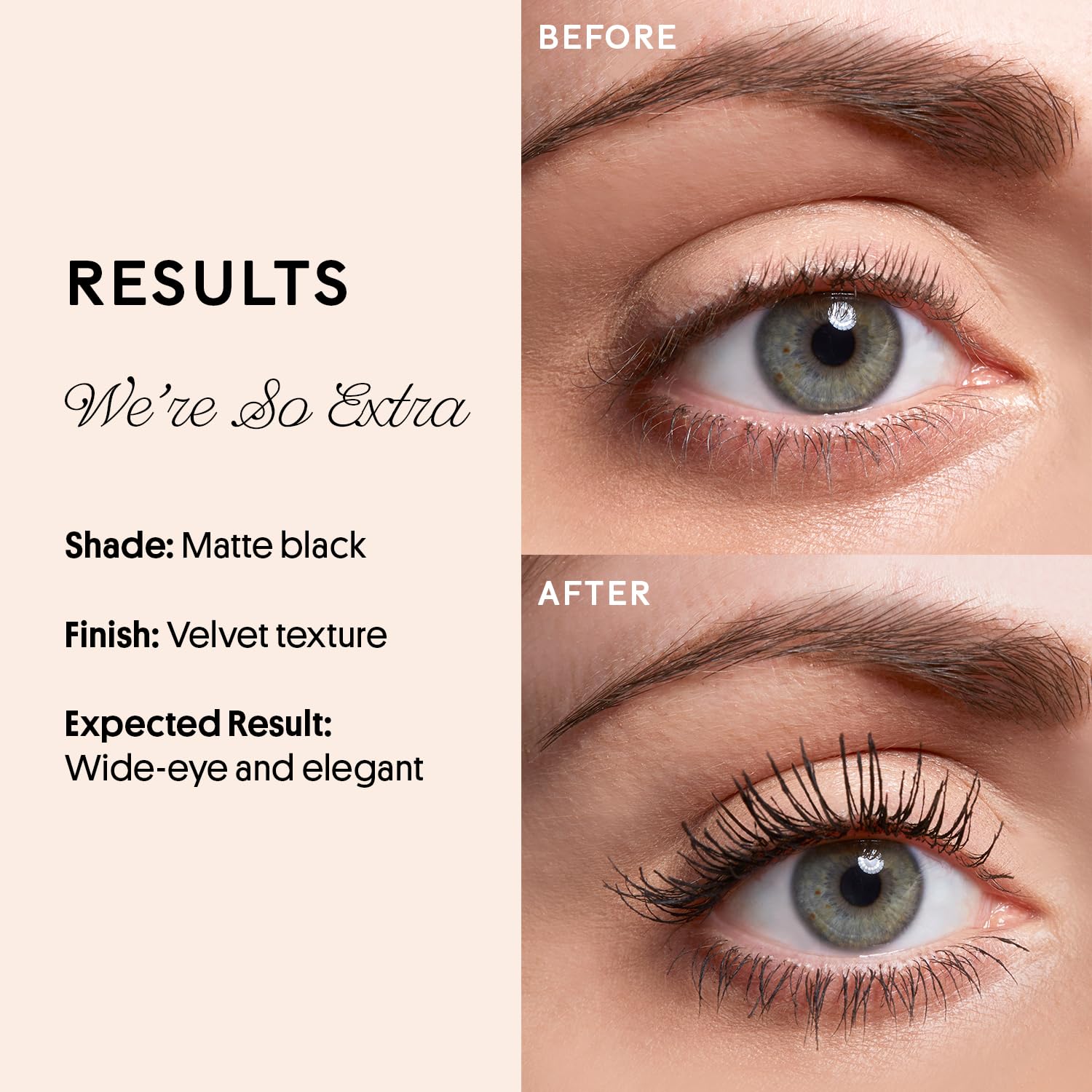 WINKY LUX on model applying mascara showing dramatic length and fanned lashes
