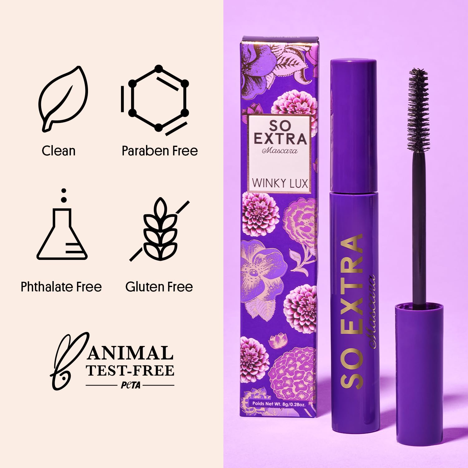 WINKY LUX tube next to coin for scale showing compact size and travel-friendly benefit