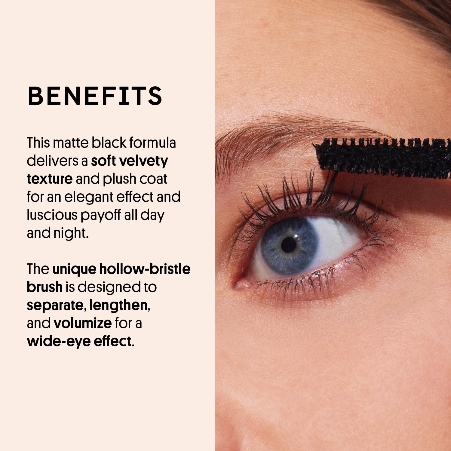 WINKY LUX mascara swatch texture on arm showing matte black payoff and even coverage