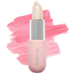 WINKY LUX front view balm tube showing twist-up applicator and glossy finish benefit