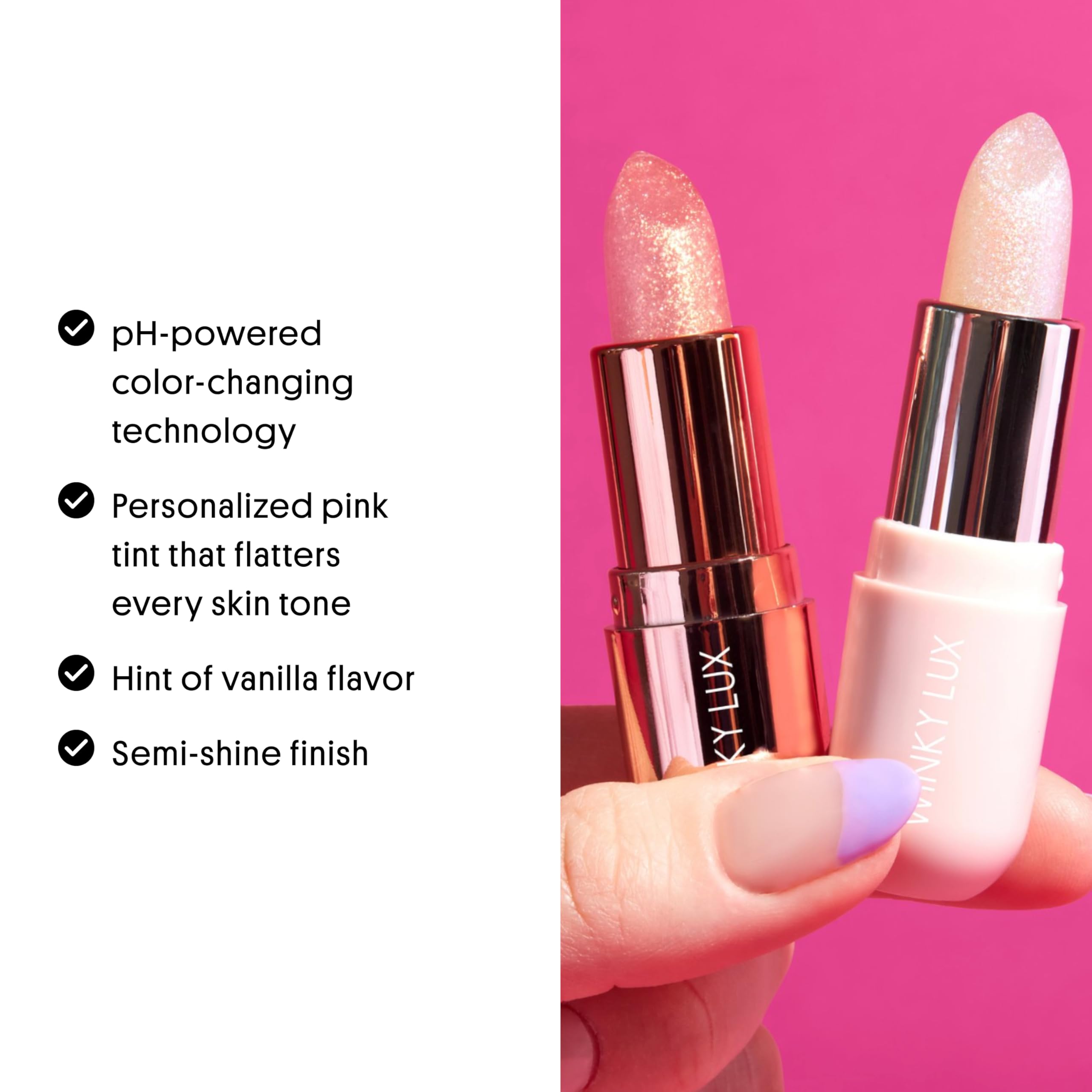 WINKY LUX packaging label close-up showing clean-ingredient claims and ethical benefit