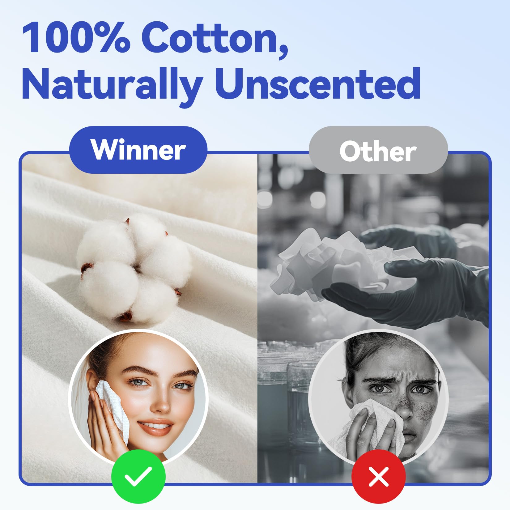 Winner towel beside hand for scale, large XL coverage reduces waste