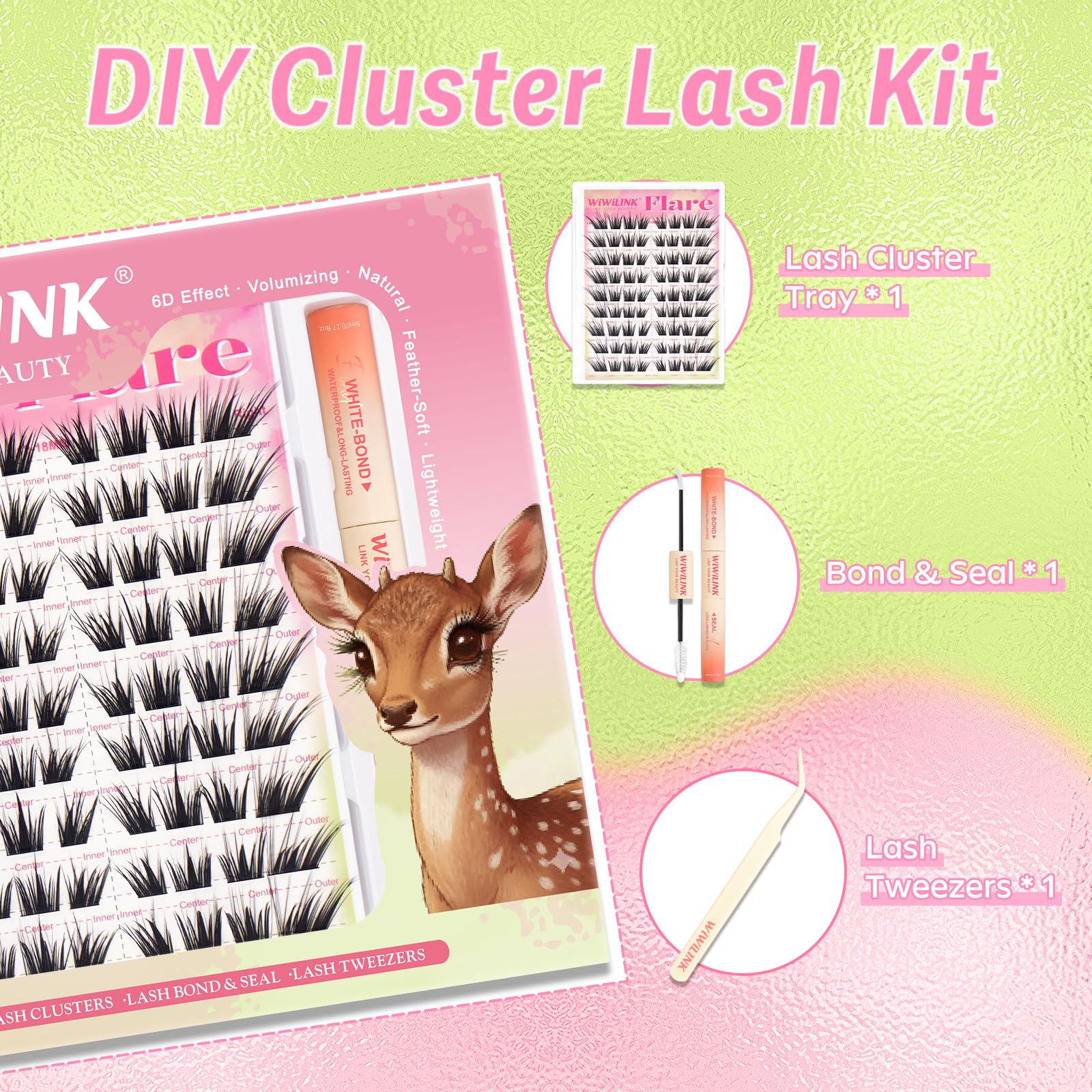 WiWiLINK lashes worn with eyes open showing 360-degree fullness and camera-ready depth