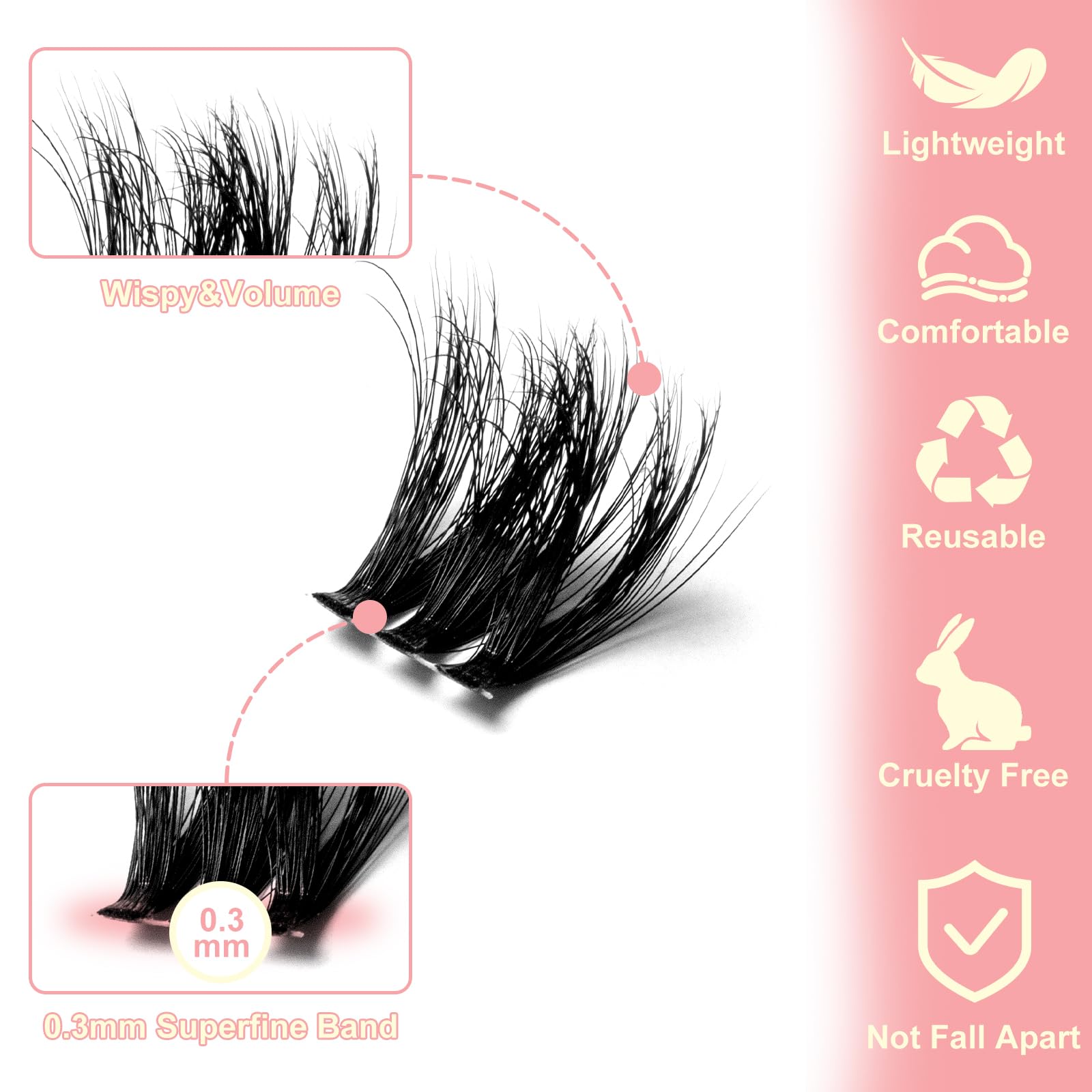 WiWiLINK length range layout displaying 10 to 18mm clusters for layered, wispy effect