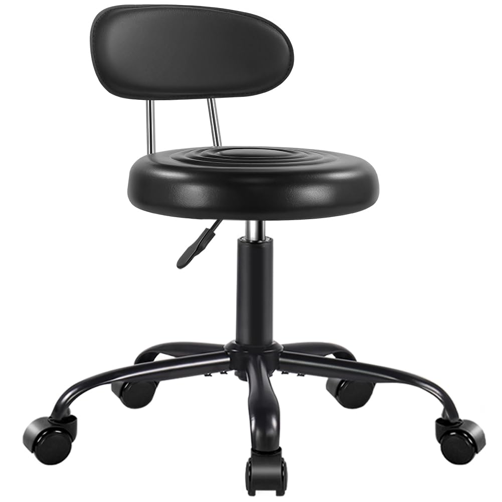 WKWKER front view of rolling stool showing compact design and mobility