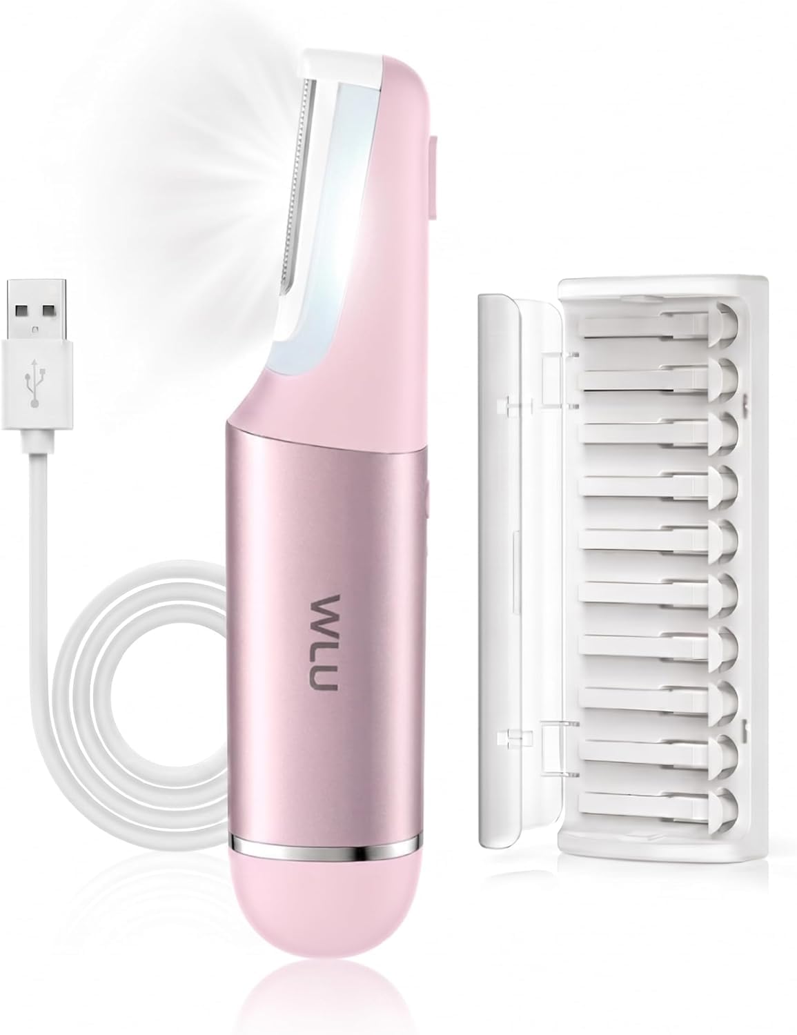 WLU front view peachy pink razor showing sleek design and gentle benefit